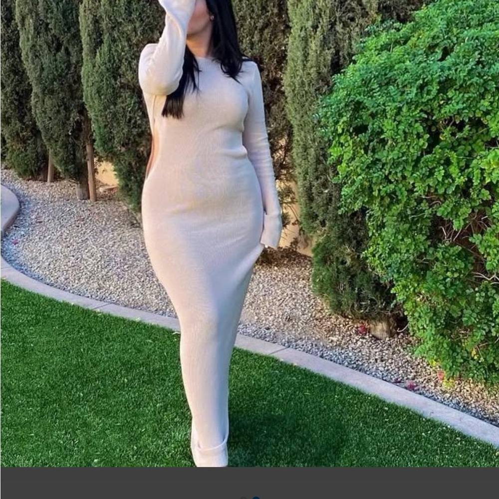Cream Knit Maxi Dress